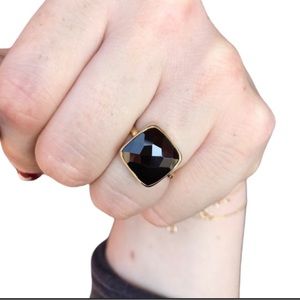 Black Garnet faceted gold plated Ring